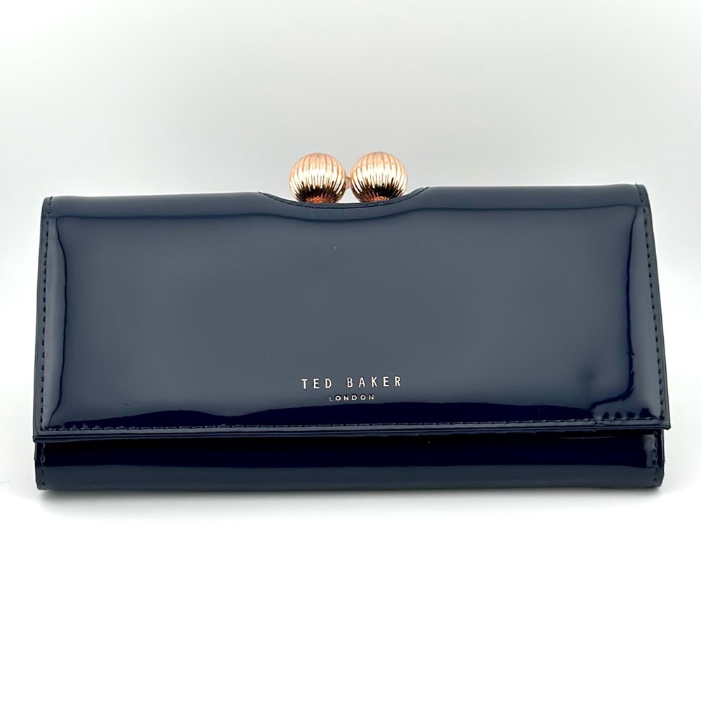 Ted Baker Navy Patent Leather Clutch Wallet